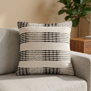 Housse de coussin carrée tissée Star Hometex, style nordique moderne, 100% coton, écologique, rayée noir et blanc, fermeture éclair - Product Image 5
