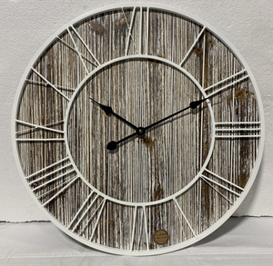 24 Inch Rustic Wood Plank and Metal Farmhouse Wall Clock for Home Living Room <b>Kitchen</b> Office Wall Decor - Product Image 4