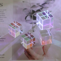 CHUANGXUN Attrape-soleil Cube Coloré Prisme Mélange de Couleurs Cristal Verre Optique Style Chinois Jouet Décoratif de Bureau Plaqué Arc-en-ciel