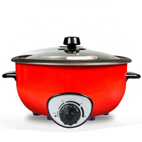 Casserole électrique 4-6L en acier inoxydable rouge avec contrôle de chaleur rotatif 3 niveaux, pot antiadhésif, maintien au chaud automatique, cuisson électrique OEM