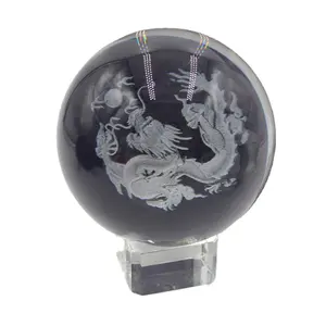 Doğrudan anlaşma yaratıcı özelleştirilmiş kristal 3D lazer oyma topları kristal topu ejderha topu dekorasyon için hediyelik eşya hediyeler