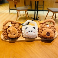 Porte-clés personnalisé en peluche tricotée Capybara de dessin animé, sac à écouteurs, logo personnalisé, breloque de sac en peluche douce, vente en gros en vrac