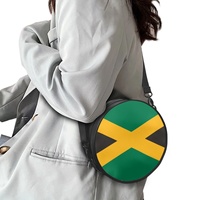 Sac à dos circulaire imperméable en PU avec fermeture éclair et poche intérieure, imprimé drapeau national jamaïcain, marque Nice, pour femme, idéal pour les voyages