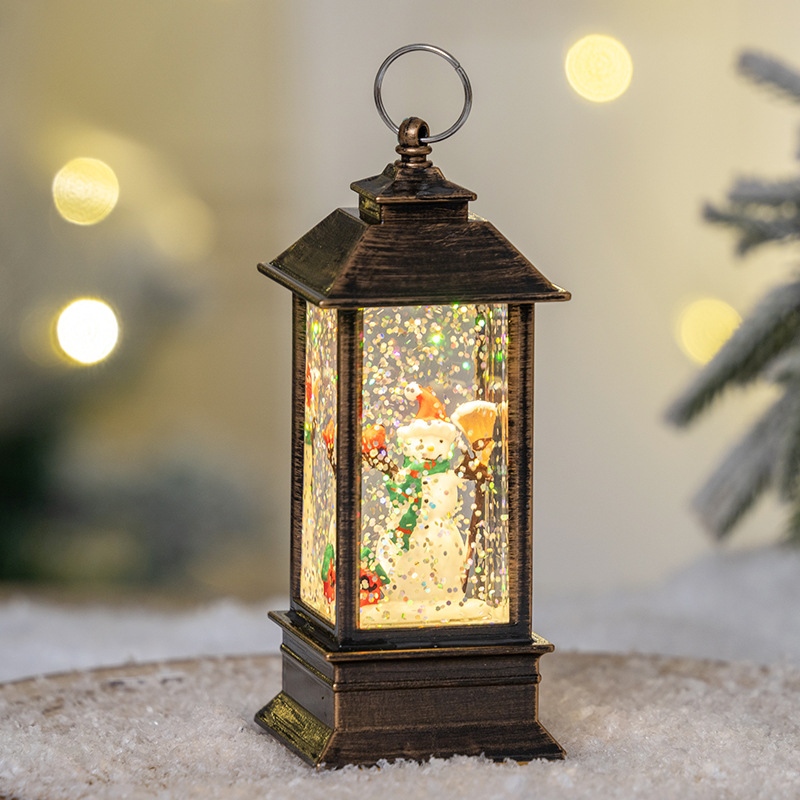 Gold-painted square lamp-water-swept broom-snowman