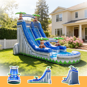 Toboganes de Agua Inflables Comerciales con Palmeras, Tobogán de <span class=keywords><strong>Piscina</strong></span> de 12, 16 y 22 Pies, Tobogán Inflable con Palmeras de Coco para Niños - Product Image 5