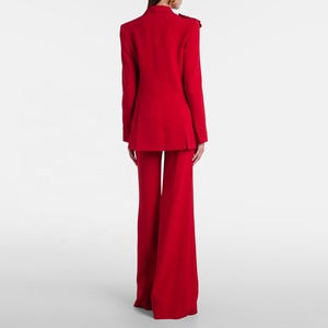 OUDINA Nouveau Blazer à un bouton rouge à fleurs 3D, pantalon décontracté, ensemble deux pièces pour le bureau, costume formel pour femmes - Product Image 2