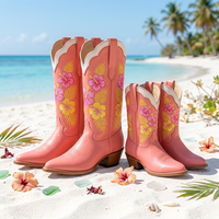 Bottes Western pour Femme, Chaussures Décontractées d'Extérieur Respirantes, Bottes de Cowgirl, Bottes Hautes en Gros pour Femme