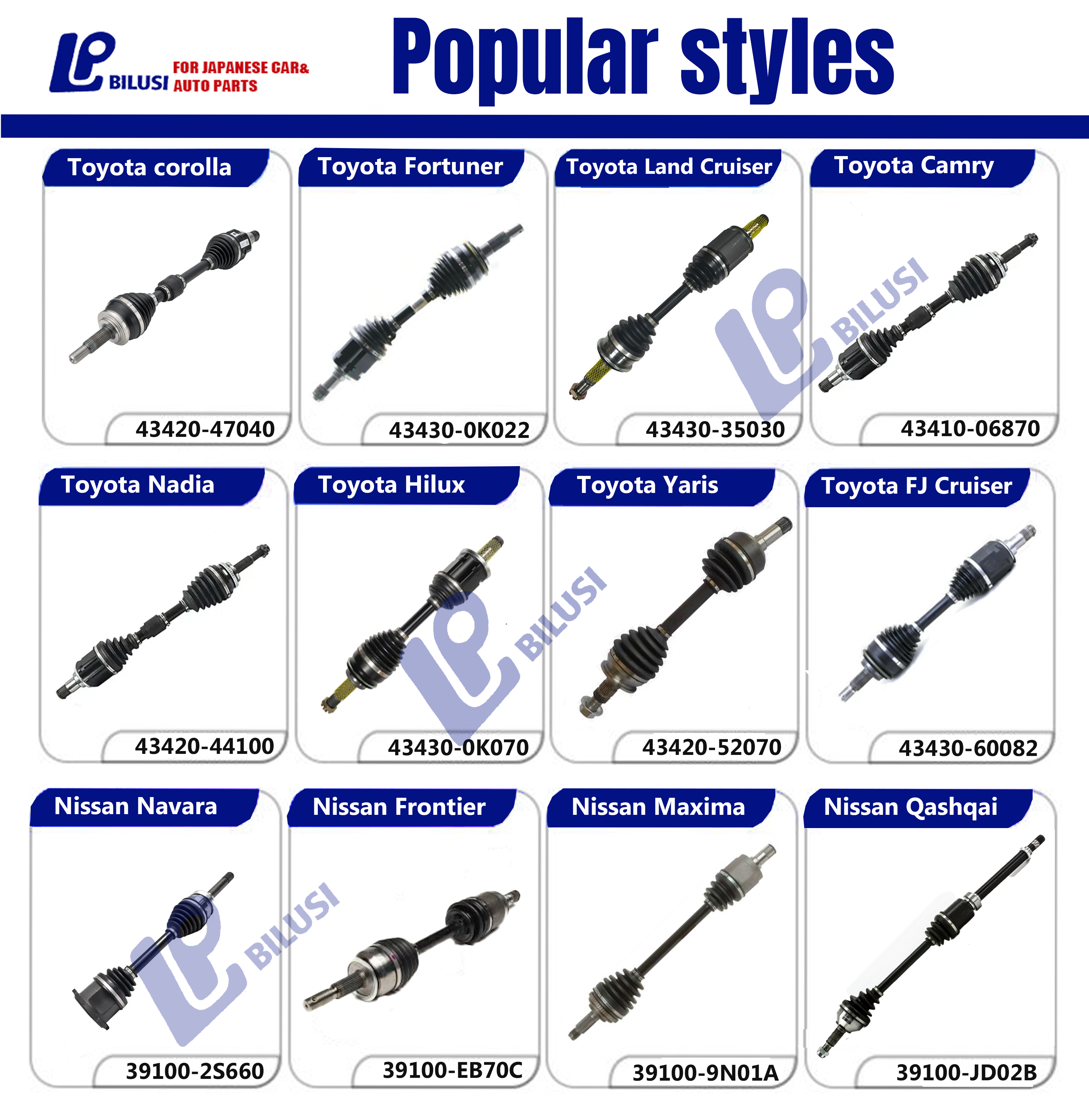 Bilusi 43430-60082 Driving Shaft Cv Axle Assembly Left Right Drive