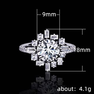 Anello da donna con zirconi lucidi a forma geometrica, elegante, per cerimonia nuziale, regalo di gioielli da dito per tutti i giorni - Product Image 3