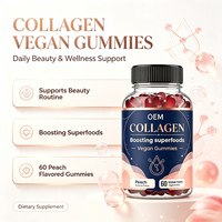 Gummies véganes super-alimentaires stimulant le collagène, saveur pêche naturelle, 60 unités