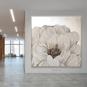 홈 장식 손으로 그린 그림 두꺼운 질감 캔버스 벽 예술 3D 수제 삽화 추상 꽃 유화