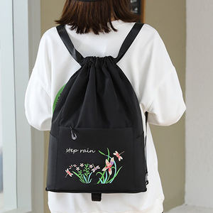 Mochila Impermeable al por Mayor, Mochila Deportiva <span class=keywords><strong>de</strong></span> Viaje Informal con Cordón <span class=keywords><strong>de</strong></span> Nailon Bordado para Mujer - Product Image 1