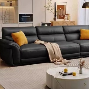 Juego de sofás de cuero de arte nórdico moderno de estilo italiano, tela minimalista, hebilla, luz, muebles de lujo para sala de estar, sofás genuinos - Product Image 2