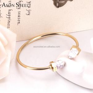 Nouveau Bracelet Jonc Tendance Personnalisable en Acier Inoxydable Effet Marbre Gravé pour Femme - Product Image 5