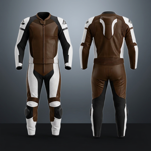 Traje de Motociclismo de Cuero para Hombre, Diseño Color Block, Manga Larga, Resistente al Viento, Equipo de Protección para Conducir - Product Image 3