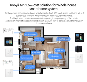 Nuevo Interruptor de Luz de Pared Táctil Kooyii WiFi Inteligente para Automatización del Hogar, 16A, Cristal, Neutro, UE/Reino Unido, 1-4 Botones, Compatible con <span class=keywords><strong>Alexa</strong></span> y <span class=keywords><strong>Google</strong></span> (2026) - Product Image 2