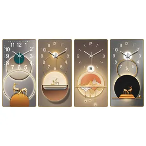 Nordic Luxury Crystal Wall Clock Sun Moon Elk Pattern Wall Clock Moon Decorative Wall Clock For Living Room