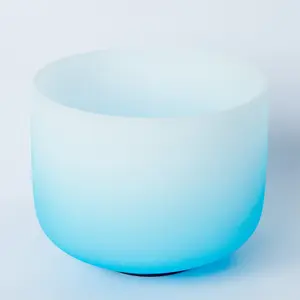 Bol chantant de couleur bleue en quartz cristal givré de 8 "-24" avec maillet et joint torique Artisanat