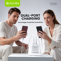 Adaptor Daya Perjalanan BAVIN PC2125E 25W PD 3.0 QC3.0 Dual Port Colokan UK Dengan Kabel Pengisian Cepat 3A untuk Pengisi Daya Cepat Ponsel