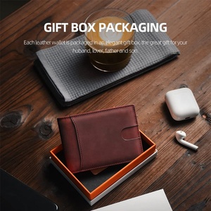 Bifold Slim Design Crazy Horse Leather <b>Wallet</b> <b>RFID</b> <b>Blocking</b> Custom Logo with 6 Credit Card Slots One ID Window Card Holder - Product Image 4