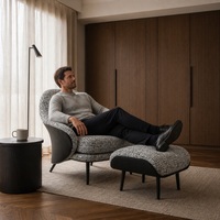 Fauteuil d'appoint avec ottoman, en tissu tissé noir, personnalisable OEM, pour suite d'hôtel et salon