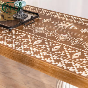 The Seventh Day American Style Carved <b>Solid</b> <b>Wood</b> Dining <b>Table</b> 6 Seats Retro Distressed Home Multipurpose - Product Image 4
