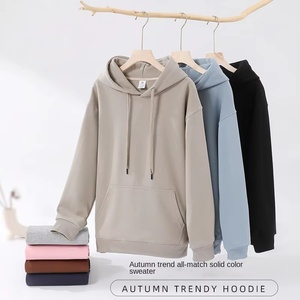 Felpa con Cappuccio a Maniche Lunghe a Tinta Unita da 320 Grammi, Stile Casual su Misura, <span class=keywords><strong>Taglie</strong></span> Forti per Produttori di <span class=keywords><strong>Abbigliamento</strong></span> - Nuova Collezione Autunno/Inverno - Product Image 3