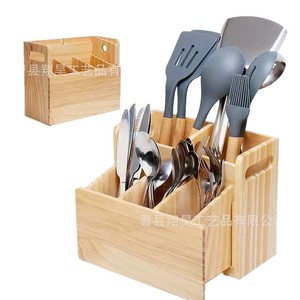 Estante de almacenamiento de madera para encimera de cocina, organizador de utensilios de cocina, soporte extensible para cuchillos y tenedores, multiusos, reutilizable - Product Image 5