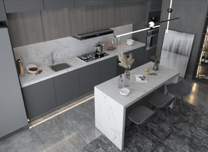 Estilo moderno Serie Calacatta Losas de piedra de ingeniería Encimeras de cocina y baño de cuarzo Directo de fábrica Vanidad y mesas - Product Image 3