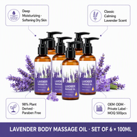 Huile de massage à la lavande à base de plantes, jojoba, parfum floral apaisant, hydratante, adoucissante, coffret cadeau spa pour le corps, OEM ODM 100ml