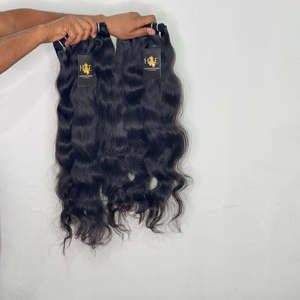 Prix de gros Extension de cheveux Natural Wave, paquets de cheveux humains Deepwave Indian Temple ondulés bruts alignés sur les cuticules - Product Image 1