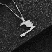 Colliers pendentifs avec carte du pays d'Haïti et noms des états pour femmes, bijoux en argent et or couleur Ayiti