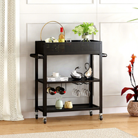 Chariot de rangement multifonctionnel à 3 niveaux en métal avec porte-bouteilles, idéal pour la maison - Vente en gros usine