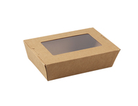 Boîte à lunch en papier kraft avec fenêtre, support OEM/ODM, faible MOQ, impression de logo personnalisée, écologique, grossiste