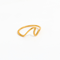 Joolim – bijoux en acier inoxydable plaqué or 18K, anneaux de mouette de mer ondulés pour femmes