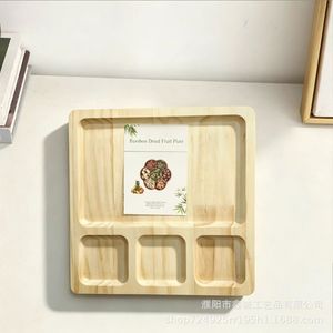 Bamboo Dried Fruit Plate 4 Compartment Serving <b>Tray</b> For Snacks Nuts Coffee <b>Tea</b> Hotel Use - Product Image 4