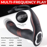 Masseur de prostate vibrant avec fonction de tapotement, plug anal, masturbateur masculin, fonction de retenue du sperme, silicone, étanche IPX7, 9 vibrations