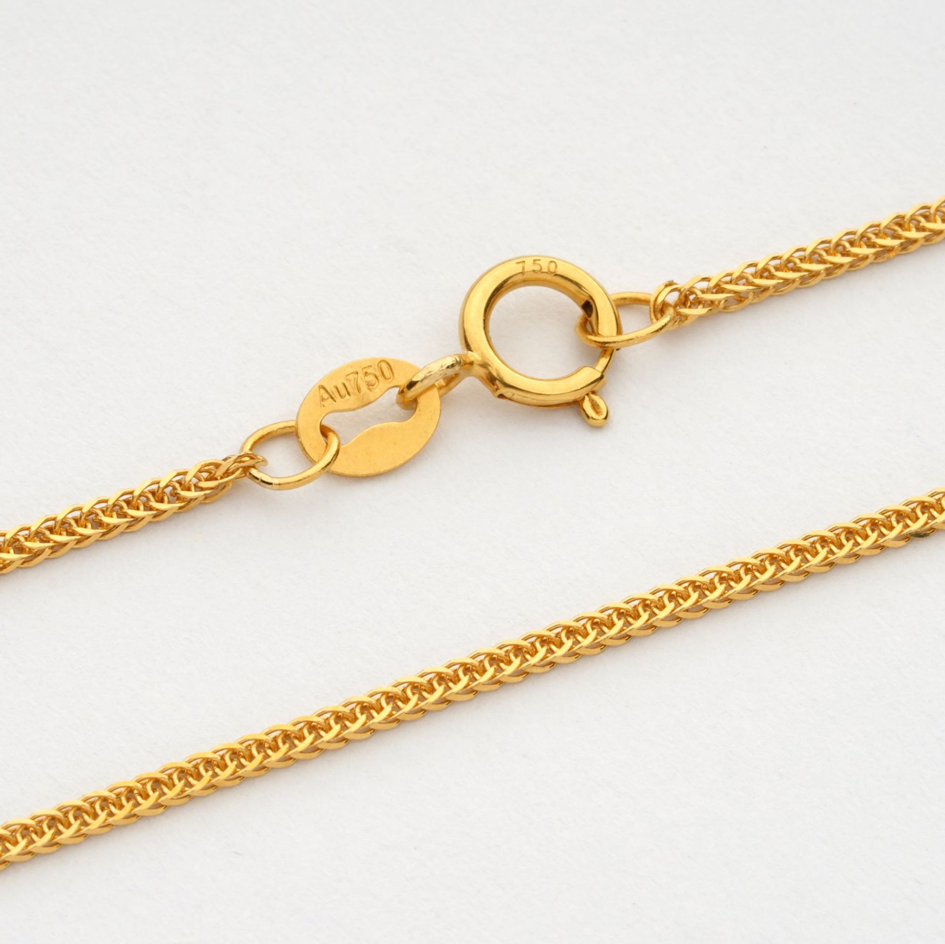 18k Pure Gold fox Tail Chain Au750 Gold Necklace Simple