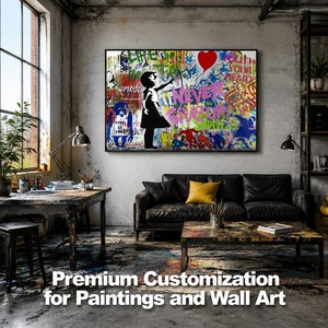 Quadro Moderno Dipinto a Mano su Tela Pop Art, Decorazione Murale Colorata Stile Graffiti Street Art Banksy per Villa, Designer e Loft - Product Image 2