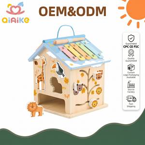 Qiaike 8 <span class=keywords><strong>en</strong></span> 1 Montessori Maison d'activités <span class=keywords><strong>en</strong></span> <span class=keywords><strong>bois</strong></span> <span class=keywords><strong>Cube</strong></span> d'éveil sensoriel Jouet éducatif Xylophone Engrenages Tri de formes CPC - Product Image 1