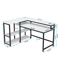 Table d'écriture d'étude moderne de 55 pouces grand bureau en forme de L avec support de moniteur et étagères Table de jeu d'angle