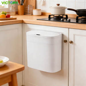 Poubelle murale fine en plastique avec capteur intelligent, ouverture sans contact, couvercle automatique, pour salle de bain et cuisine - Product Image 5