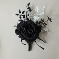 Corsage noir gothique vintage européen fait main en tissu rose pour le marié et le témoin, accessoires vestimentaires pour Halloween et Noël