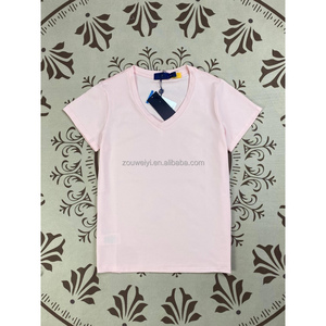 T-shirts pour femmes de luxe en coton brodé de haute qualité de la marque RL en gros, <span class=keywords><strong>col</strong></span> en <span class=keywords><strong>V</strong></span>, manches courtes, confortables - Product Image 1