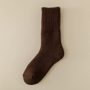 Chaussettes en laine décontractées et sportives de haute qualité pour hommes, pour l'automne et l'hiver, couleur unie, sans couture, doublées de polaire, chaussettes mi-hautes antibactériennes en bonus - Product Image 3