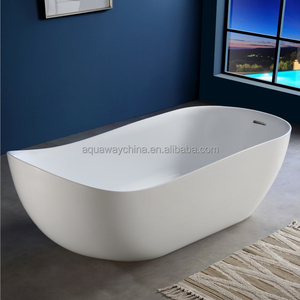 Baignoire autoportante ergonomique moderne blanc mat, baignoire asymétrique profonde avec trop-plein et drain - Product Image 1