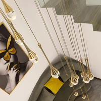 Lustres en verre modernes de luxe léger pour salon et villa, design goutte de pluie, longueurs 3m et 5m, excellent rapport qualité-prix, vente en gros