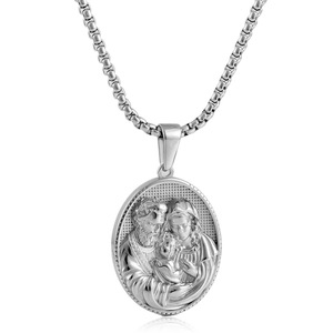 <b>Titanium</b> Steel Oval Christian Pendant Necklace Men's Religious Jewelry Everyday Wear 270103 - Product Image 4