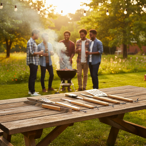 Lot <span class=keywords><strong>de</strong></span> 6 <span class=keywords><strong>Ustensiles</strong></span> <span class=keywords><strong>de</strong></span> <span class=keywords><strong>Barbecue</strong></span> avec Manche en Bois, Kit Complet d'Accessoires pour Grillades, Boîte <span class=keywords><strong>de</strong></span> Rangement Portable en Bambou pour Camping en Extérieur - Product Image 5