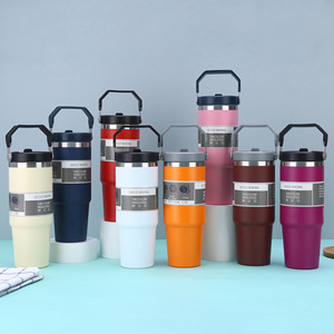 Ceramic Coffee Tumblers Wholesale Bulk <b>Double</b>-<b>Wall</b> Flip Straw Insulated Travel <b>Mug</b> Handle Christmas Gifts American Style Spoon - Product Image 4